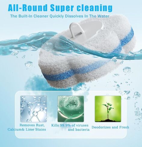48 Count Refill Heads Disposable Toilet Brush Kit with Holder,Deep Cleaning Wand for Rim,Corner & Pipe,Wall Mount Storage Caddy,Limescale & Rust Remover in Kuwait