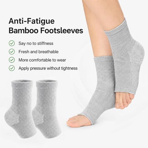 Bamboo Rayon Foot Sleeves – Compression Ankle Support for Men Women, Foot Care Socks for Daily Use (Gray, XL) in Kuwait
