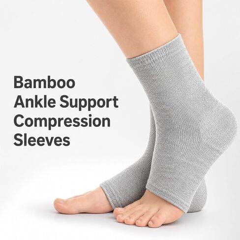 Bamboo Rayon Foot Sleeves – Compression Ankle Support for Men Women, Foot Care Socks for Daily Use (Gray, XL) in Kuwait