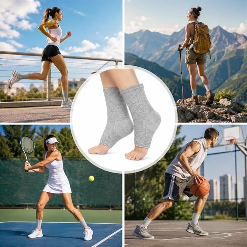 Bamboo Rayon Foot Sleeves – Compression Ankle Support for Men Women, Foot Care Socks for Daily Use (Gray, XL) in Kuwait