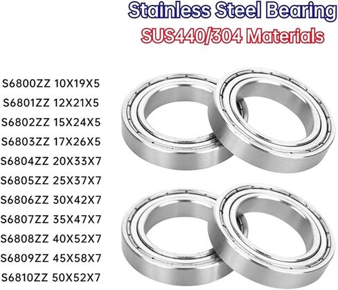 1PCS S6800 S6801 S6802 S6803 S6804 S6805 S6806 S6807 S6808 S6809 304Stainless Steel Seep Groove Ball Bearing(S6802ZZ 15X24X5) in Kuwait