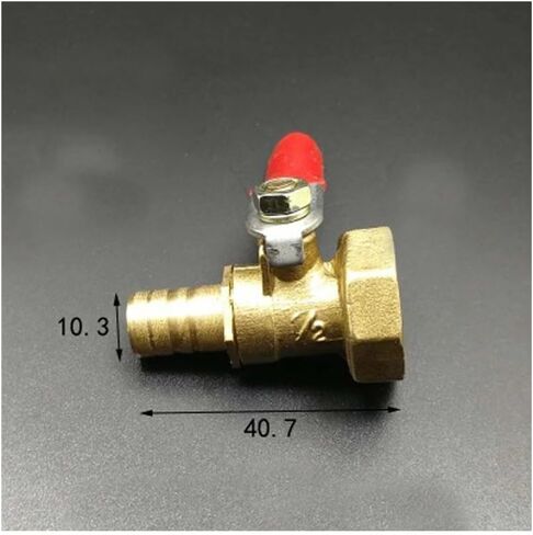 DN15 1/2 "أنثى x 10 مللي متر خرطوم الذيل صمام كروي نحاسي غاز المياه 57 رطل لكل بوصة مربعة ثقب 7 مللي متر مع مقبض أحمر تركيبات سباكة in Kuwait