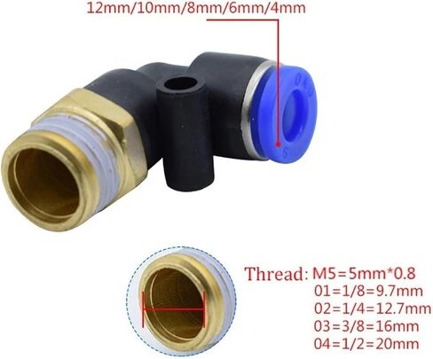 50 قطعة PL تركيبات هوائية موصل سريع للهواء PL4-M5 PL4-01 PL6-01 PL6-02 1/8" 1/4" 3/8" 1/2" خيط ذكر (اللون: 8 مم، الحجم: 1/2 بوصة) تركيبات السباكة in Kuwait