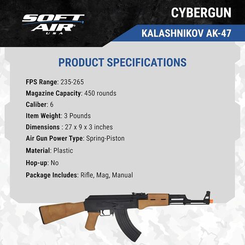 بندقية كلاشينكوف مرخصة من طراز AK-47 Retro ذات طلقة واحدة من نوع Airsoft مع نطاق 235-265 إطارًا في الثانية in Kuwait