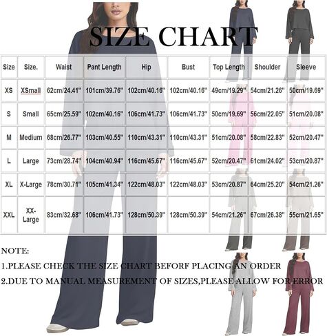 JOAU ملابس رياضية نسائية مكونة من قطعتين ملابس متطابقة للاستراحة فضفاضة غير رسمية بأكمام طويلة وسراويل واسعة الساق ملابس رياضية للسفر in Kuwait