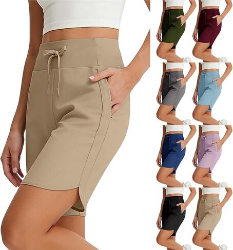 HGps8w Workout Shorts for Women Summer Stretchy Casual High Waisted Versatile Outdoor Yoga Shorts with Pockets in Kuwait