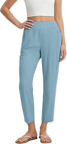 HGps8w Crop Sweatpants for Women Casual Elastic Waist Loose Versatile Solid Running Yoga Pants with Pockets in Kuwait