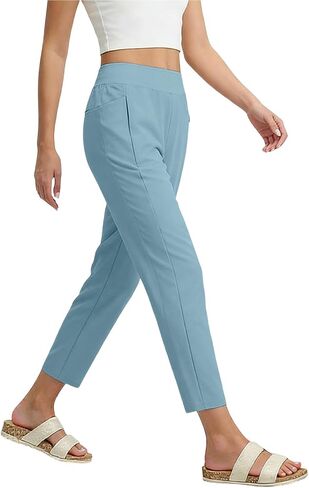 HGps8w Crop Sweatpants for Women Casual Elastic Waist Loose Versatile Solid Running Yoga Pants with Pockets in Kuwait