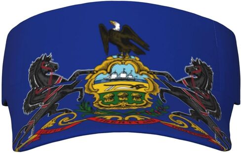 Pennsylvania State Flag Print Foldable Sun Visor Hat Lightweight Adjustable Sun Visor Hat Outdoor Sports Cap for Adults Black in Kuwait