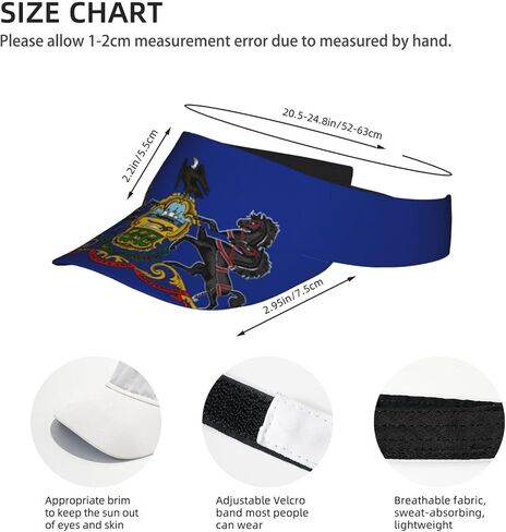 Pennsylvania State Flag Print Foldable Sun Visor Hat Lightweight Adjustable Sun Visor Hat Outdoor Sports Cap for Adults Black in Kuwait