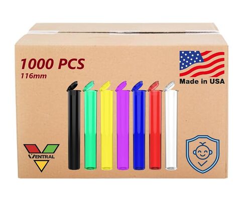 116mm Child Resistant Plastic Pop Top Pre-Roll Tubes, Travel Holder Vial Containers, Premium Rigid Packaging, 1000 Count in Kuwait