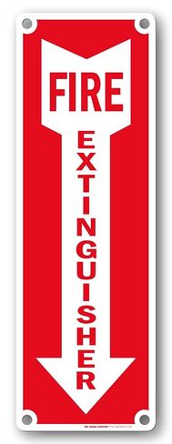 Fire Extinguisher with Arrow Down Sign, With Down Arrow, 4" x 12" 0.40 Aluminum, Fade Resistance, Indoor/Outdoor Use, USA MADE By My Sign Center in Kuwait