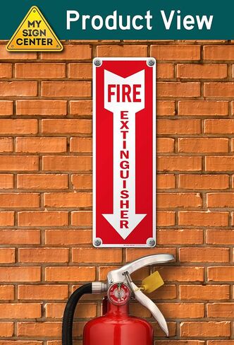 Fire Extinguisher with Arrow Down Sign, With Down Arrow, 4" x 12" 0.40 Aluminum, Fade Resistance, Indoor/Outdoor Use, USA MADE By My Sign Center in Kuwait