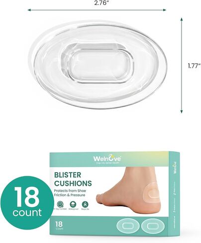 وسائد Welnove Hydrogel - ضمادات بثور 18 قيراط للقدمين والكعب - وسادات لمنع البثور للحماية من احتكاك الأحذية - وسادات حماية للكعب مقاومة للماء للنساء والرجال in Kuwait