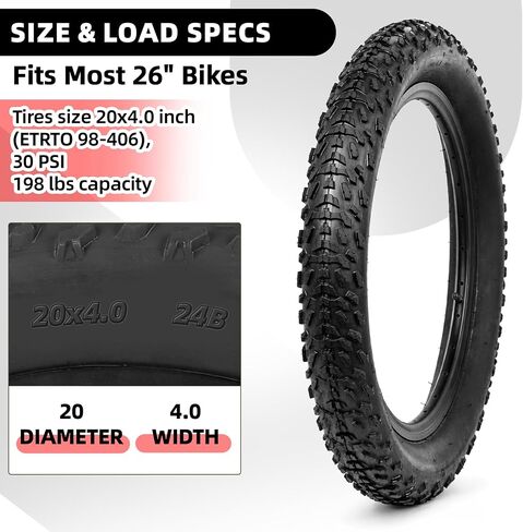 CalPalmy 2-Pack 20x4.0 Ebike Tire Replacement Kit, 20 Inch Fat Bike Tire with Inner Tubes & Tire Levers, Knobby Tread Folding Tire for Trail, Gravel & Mixed Terrain Riding in Kuwait