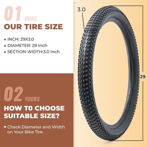 2 Pcs, 29 x 3.0 Bike Tires, Durable Folding 29 Inch 76-622 29x3.0 Mountain Bicycle Tires, Replacement Bike Tires for Mountain MTB Off-Road Bicycle, Clincher in Kuwait