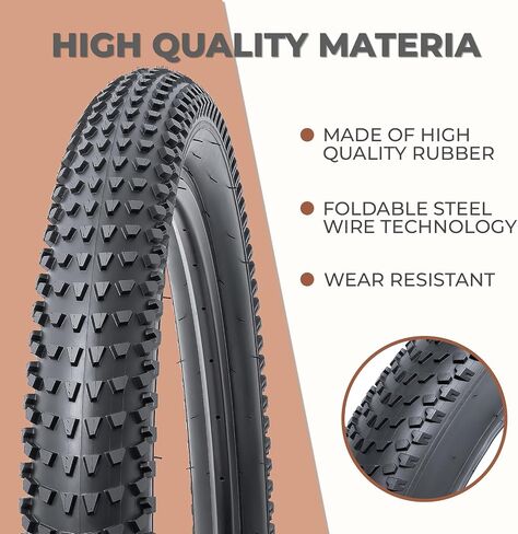 2 Pcs, 29 x 3.0 Bike Tires, Durable Folding 29 Inch 76-622 29x3.0 Mountain Bicycle Tires, Replacement Bike Tires for Mountain MTB Off-Road Bicycle, Clincher in Kuwait