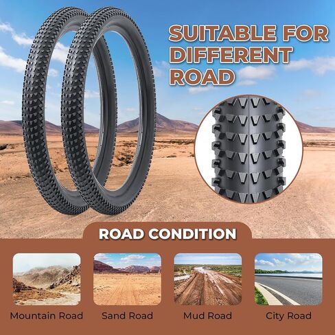 2 Pcs, 29 x 3.0 Bike Tires, Durable Folding 29 Inch 76-622 29x3.0 Mountain Bicycle Tires, Replacement Bike Tires for Mountain MTB Off-Road Bicycle, Clincher in Kuwait
