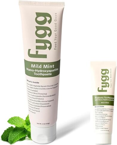 Fygg Fluoride-Free Toothpaste (4 oz) with Travel-Size (0.7 oz) – Mild Mint | Nano-Hydroxyapatite Formula for Sensitive Teeth, Whitening & Enamel Repair in Kuwait