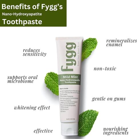 Fygg Fluoride-Free Toothpaste (4 oz) with Travel-Size (0.7 oz) – Mild Mint | Nano-Hydroxyapatite Formula for Sensitive Teeth, Whitening & Enamel Repair in Kuwait