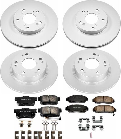 PowerStop Front and Rear Brake Kit for Honda Accord 2003-07 - Fully-Coated Disc Rotors with Z17 Ceramic Brake Pads Replacement, CRK2557 in Kuwait