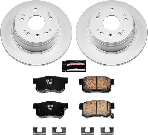 PowerStop Rear Brake Kit for Honda CR-V 2002-04 - Fully-Coated Disc Rotors with Z17 Ceramic Brake Pads Replacement, CRK6172 in Kuwait