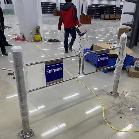 Stainless Steel Swing Gate, Auto-Closing Safety Gate for Supermarkets and Public Areas, Sliding Gate Opener for Mall and Retail Store Crowd Control in Kuwait