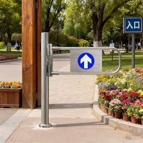 Automatic Swing Safety Gate, Stainless Steel Two-Way Gate for Warehouses and Markets, 180° Manual Open, Entrance Door for Secure Access in Kuwait