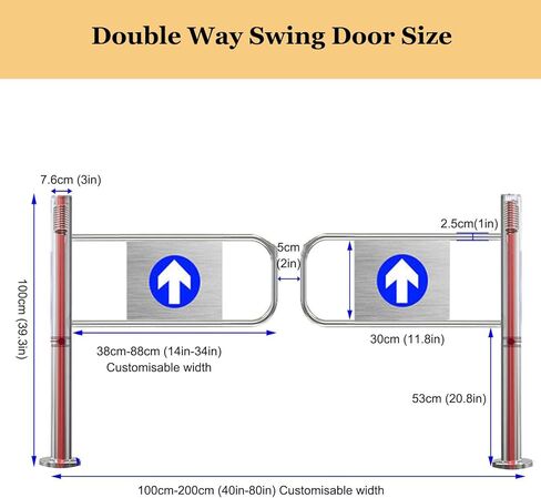 Swing Safety Gate,Automatic Closing Metal Swing Gate, 1-Way Safety Door for Supermarket & Warehouse, Pedestrian Access Gate for Library & Scenic Bar, 190 x 100cm in Kuwait
