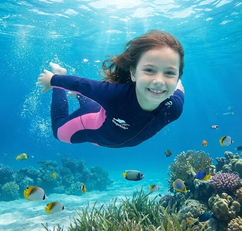 بدلة سباحة للأطفال من Gogokids، بدلة سباحة حرارية من النيوبرين مقاس 2.5 مم مع حماية من الأشعة فوق البنفسجية وسحاب أمامي، بدلات رطبة كاملة للفتيات والأولاد الذين يسبحون في الماء البارد، والغطس in Kuwait