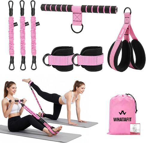 WHATAFIT ترقية الفرقة المقاومة دواسة متعددة الوظائف مع مقابض، 3-أنبوب قابل للتعديل دواسة القدم ممارسة الفرقة، وشملت الأشرطة الكاحل، لABS الأساسية الساق الذراع الخصر كامل الجسم تجريب في المنزل الصالة الرياضية in Kuwait