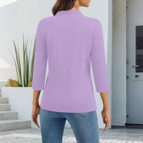 Women Polo Shirts 3/4 Sleeve Button Down Collared Golf Tee Business Casual Summer Work Tops Athletic Tennis Shirts in Kuwait