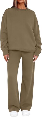 Sweatsuits النساء 2 قطعة الزي المسار الدعاوى بلون البلوز هوديي مباراة Sweatpants واسعة الساق ملابس الخريف الشتاء in Kuwait