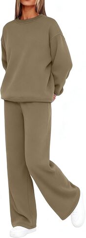 Sweatsuits النساء 2 قطعة الزي المسار الدعاوى بلون البلوز هوديي مباراة Sweatpants واسعة الساق ملابس الخريف الشتاء in Kuwait