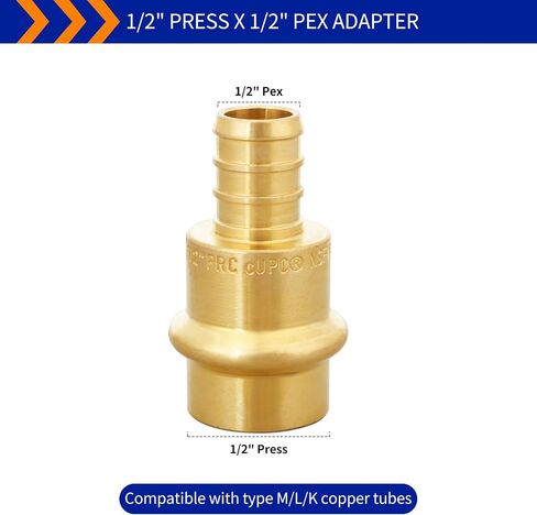 (Znkiok® 15Pack) 1/2" Press x 1/2" Pex Adapter Crimp Fittings,Copper Press To Pex Adapter,Lead-Free Brass,NSF/ANSI 61,UPC. in Kuwait