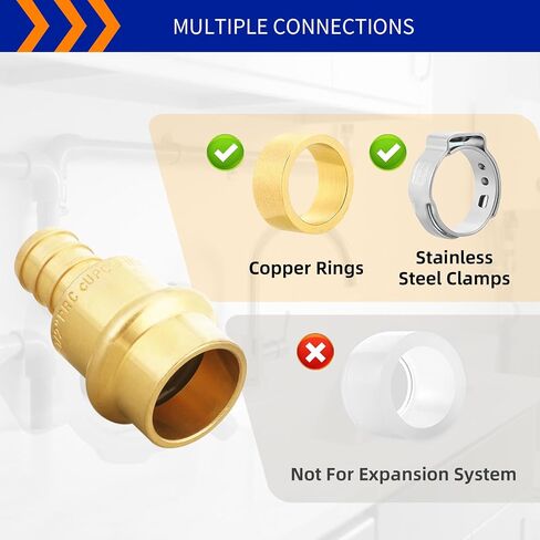 (Znkiok® 15Pack) 1/2" Press x 1/2" Pex Adapter Crimp Fittings,Copper Press To Pex Adapter,Lead-Free Brass,NSF/ANSI 61,UPC. in Kuwait