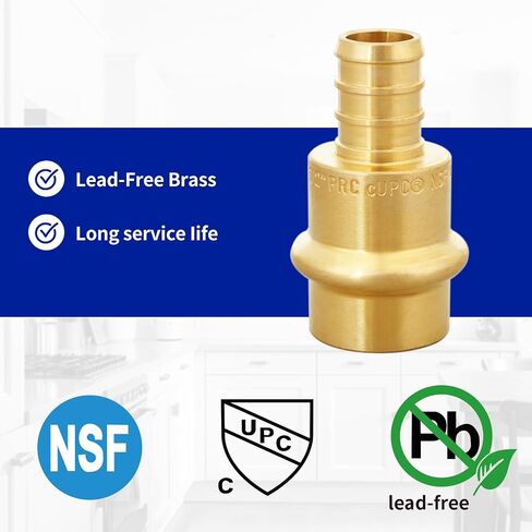 (Znkiok® 15Pack) 1/2" Press x 1/2" Pex Adapter Crimp Fittings,Copper Press To Pex Adapter,Lead-Free Brass,NSF/ANSI 61,UPC. in Kuwait