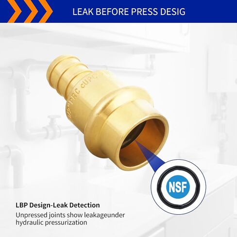 (Znkiok® 15Pack) 1/2" Press x 1/2" Pex Adapter Crimp Fittings,Copper Press To Pex Adapter,Lead-Free Brass,NSF/ANSI 61,UPC. in Kuwait