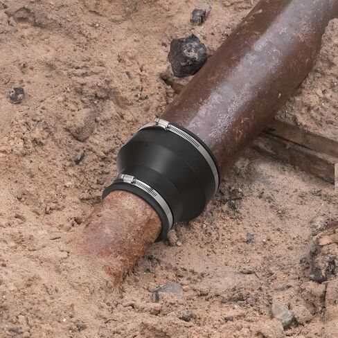 قطعتان من وصلات أنابيب تقليل PVC المرنة مقاس 6 × 4 بوصة مع مشابك من الفولاذ المقاوم للصدأ تناسب أنابيب DWV والحديد الزهر والبلاستيك والنحاس ووصلات السباكة الفولاذية in Kuwait