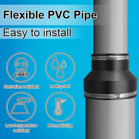 قطعتان من وصلات أنابيب تقليل PVC المرنة مقاس 6 × 4 بوصة مع مشابك من الفولاذ المقاوم للصدأ تناسب أنابيب DWV والحديد الزهر والبلاستيك والنحاس ووصلات السباكة الفولاذية in Kuwait