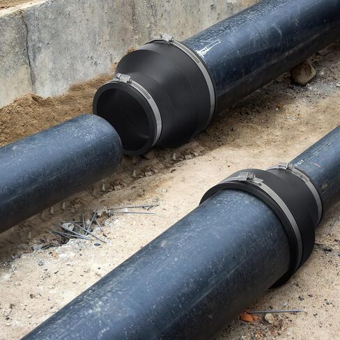 قطعتان من وصلات أنابيب تقليل PVC المرنة مقاس 6 × 4 بوصة مع مشابك من الفولاذ المقاوم للصدأ تناسب أنابيب DWV والحديد الزهر والبلاستيك والنحاس ووصلات السباكة الفولاذية in Kuwait