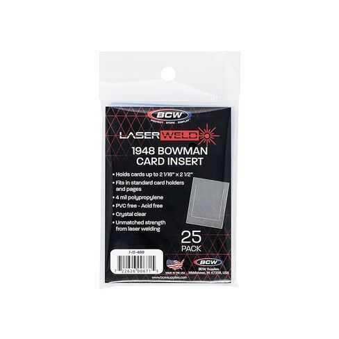 BCW LaserWeld 1948 Bowman Insert Sleeves – Archival Card Inserts for 1948 Bowman Cards | Fits 9-Pocket Pages, Toploaders & Magnetic Holders | Acid-Free Polypropylene – 25 Pack in Kuwait