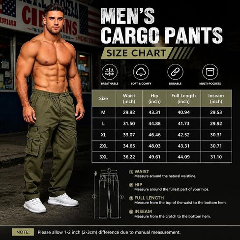 Men’s Outdoor Cargo Pant with Multi Pockets Lightweight Tactical Pant for Hiking Jogger Classic Fit in Kuwait