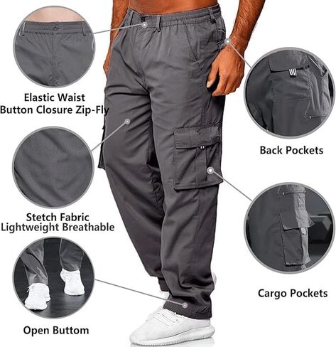 Men’s Outdoor Cargo Pant with Multi Pockets Lightweight Tactical Pant for Hiking Jogger Classic Fit in Kuwait