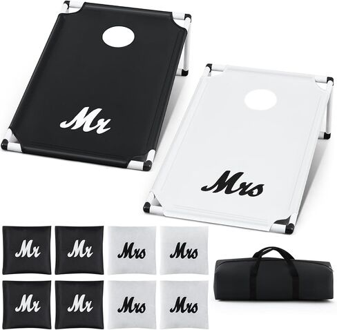 Lunmon Wedding Portable Cornhole Games Set, PVC Framed Corn Holes Kit-2 Cornhole Boards, 8 Corn Hole Bean Bags and Carrying Case for Wedding Game Beach Yard Toss Indoor Outdoor Camping Party (3x2ft) in Kuwait
