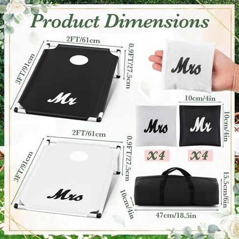 Lunmon Wedding Portable Cornhole Games Set, PVC Framed Corn Holes Kit-2 Cornhole Boards, 8 Corn Hole Bean Bags and Carrying Case for Wedding Game Beach Yard Toss Indoor Outdoor Camping Party (3x2ft) in Kuwait
