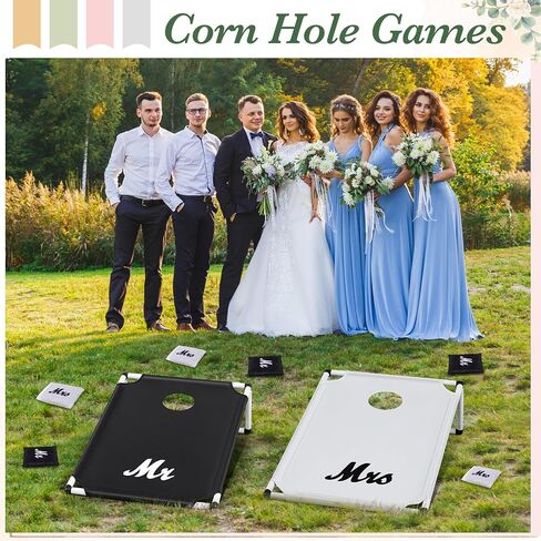 Lunmon Wedding Portable Cornhole Games Set, PVC Framed Corn Holes Kit-2 Cornhole Boards, 8 Corn Hole Bean Bags and Carrying Case for Wedding Game Beach Yard Toss Indoor Outdoor Camping Party (3x2ft) in Kuwait