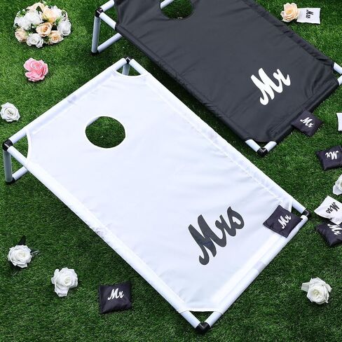 Lunmon Wedding Portable Cornhole Games Set, PVC Framed Corn Holes Kit-2 Cornhole Boards, 8 Corn Hole Bean Bags and Carrying Case for Wedding Game Beach Yard Toss Indoor Outdoor Camping Party (3x2ft) in Kuwait