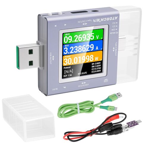 جهاز اختبار USB لقياس الطاقة DC 0-50V 6.5A 325W رقمي متعدد PD 3.0 نوع C جهاز اختبار الجهد الحالي مع واجهة مزدوجة، لـ PD 2.0/3.0، QC 2.0/3.0، PPS، MTK، AFC، FCP، SCP، HISCP، VOOC، SVOOC إلخ in Kuwait