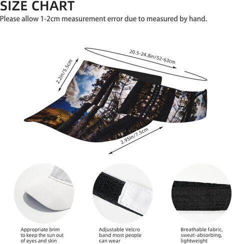Rocky Mountain Range Print Foldable Sun Visor Hat Lightweight Adjustable Sun Visor Hat Outdoor Sports Cap for Adults Black in Kuwait
